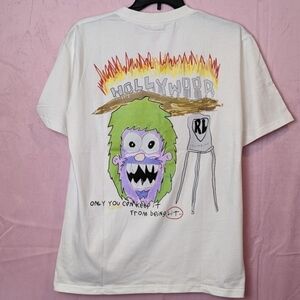 NAGRI Hollywood Short Sleeve Crew Neck Flames Graphic Novelty Tee